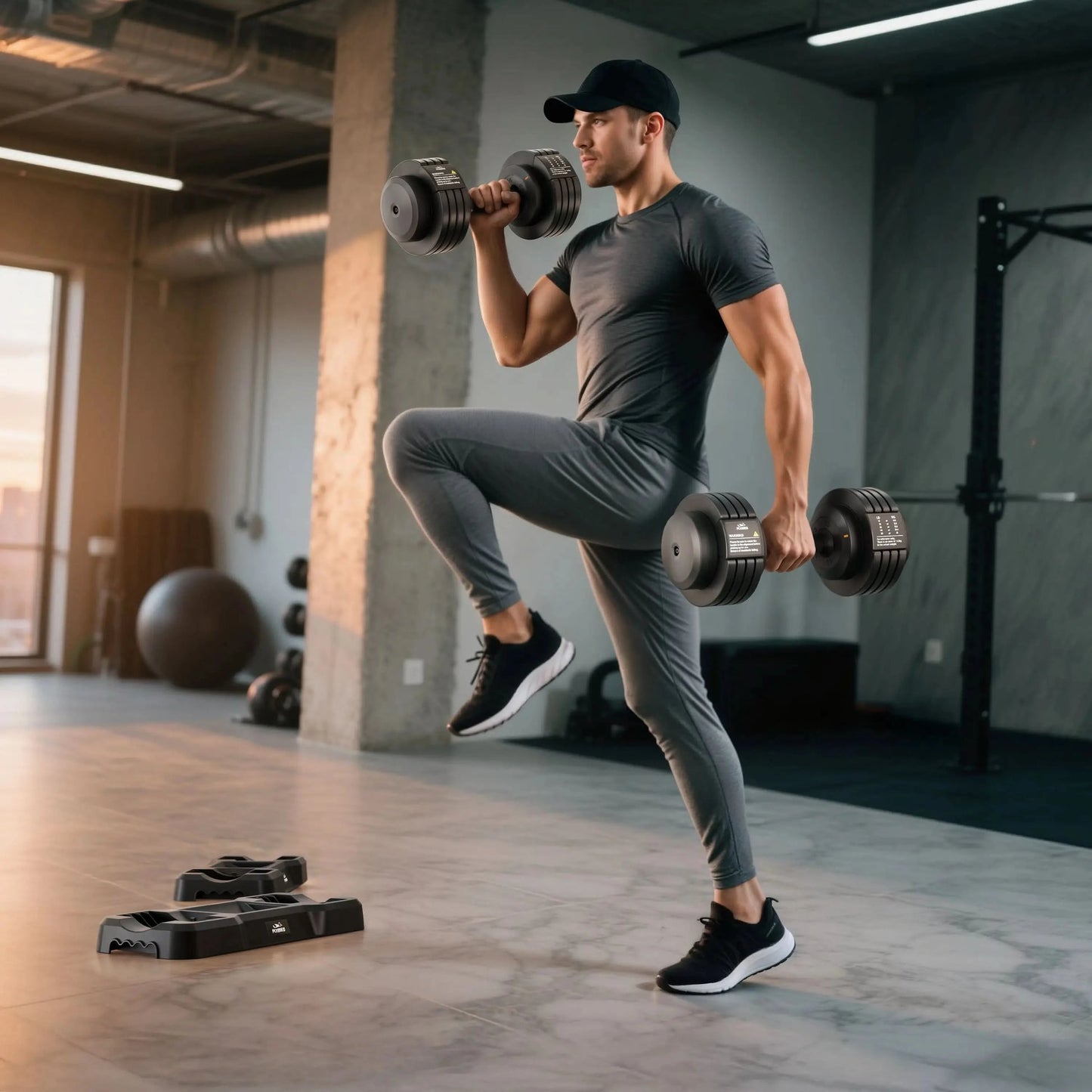 Flybird 1 Pair 55LBS-Adjustable Dumbbell, Multiweight Options for Full Body Workout