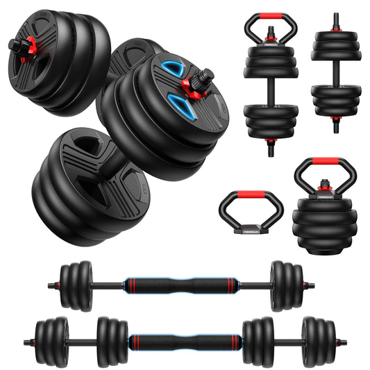 Adjustable dumbbell set,45/70/90lbs Free Weights set with upgraded nut, 5 in 1 Weight Set Used as Kettlebells, Barbell, Push up Stand, Fitness Exercise for Home Gym Suitable Men/Women