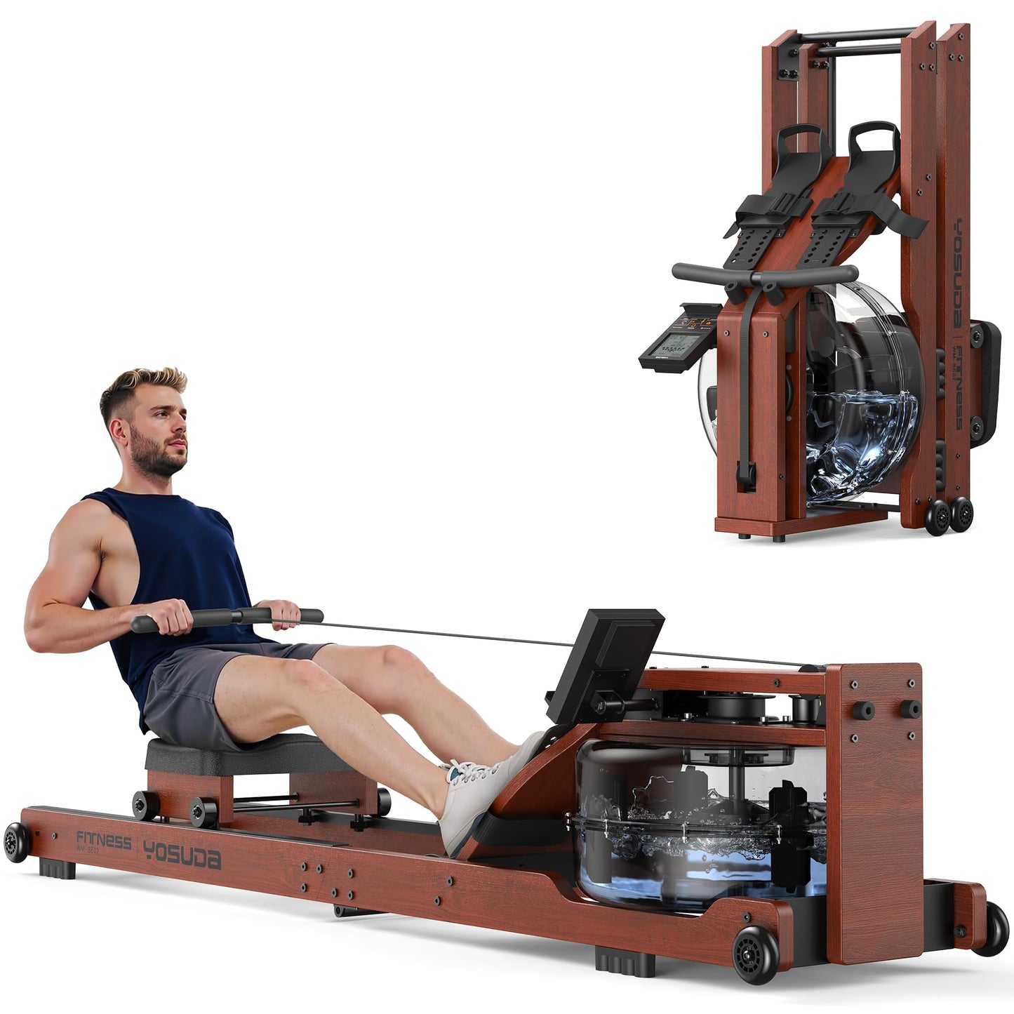 YOSUDA Water Rowing Machines for Home Use- Foldable Rower Machine 400LBS Weight Capacity with Dedicated Monitor & Bluetooth APP