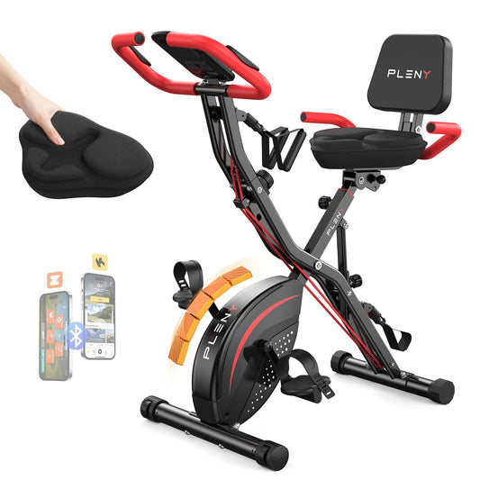 YOSUDA Folding Exercise Bike, 5 IN 1 Stationary Bikes for Home 6.6 LBS Flywheel, 330LB Weight Capacity Back Support Cushion Indoor Workout Cycling Bike for Home Gym