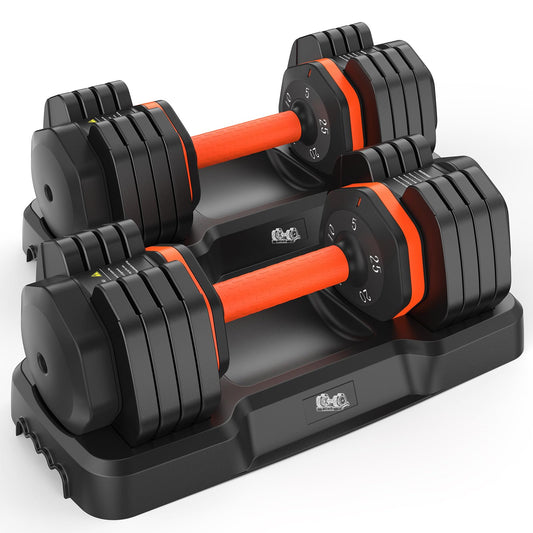 1 Pair 25LB/55LB Adjustable Dumbbells Set, 5LB to 25LB Dumbbell Pair/15LB to 55LB Weight Set of 2