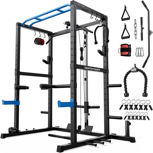 FED Fitness Power Cage,1600lbs Multi-Function Power Rack with Adjustable Cable Crossover System and More Training Attachment, Weight Cage for Home Gym (Copy)