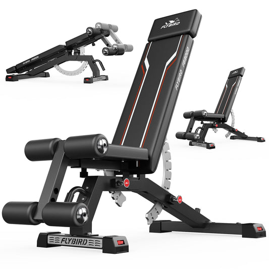 FLYBIRD Adjustable Weight Bench, 1200LBS Foldable Strength Training Bench