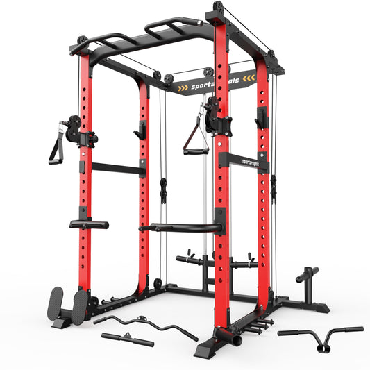 Sportsroyals 1600LB Power Rack with Adjustable Cable Crossover