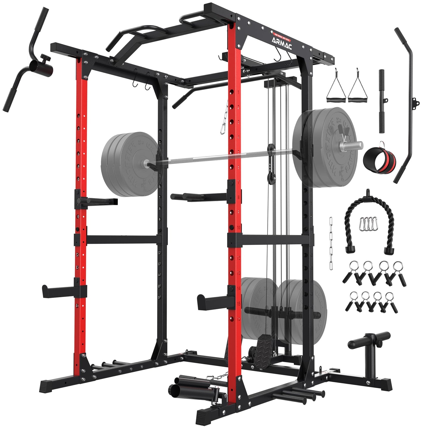 ARMAC Power Cage, Power Rack with Adjustable Cable Crossover System, Weight Cage for Home Gym