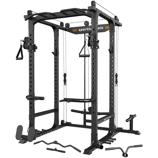 Sportsroyals 1600LB Power Rack with Adjustable Cable Crossover