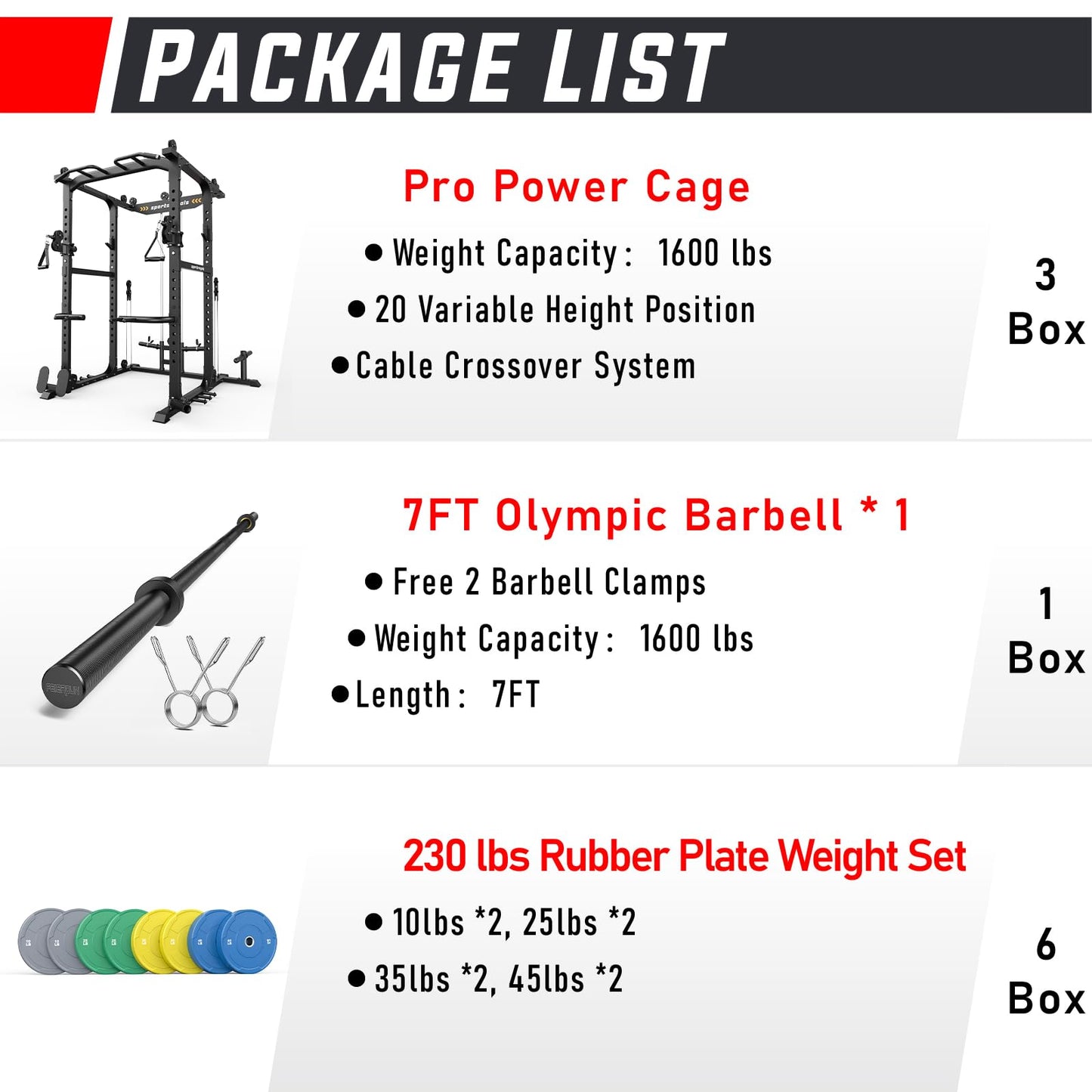 Sportsroyals Power Cage,1600lbs Multi-Function Power Rack with Adjustable Cable Crossover System, Weight Cage for Home Gym