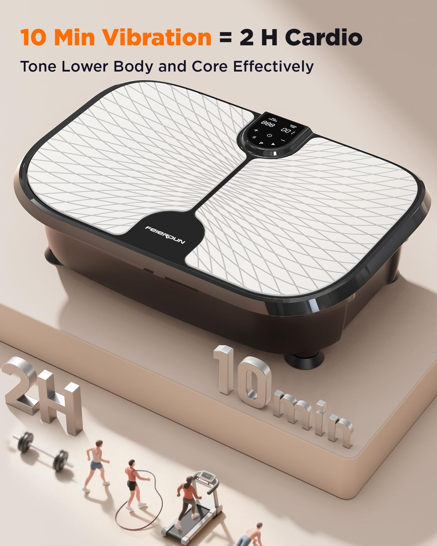 FEIERDUN Vibration Plate Exercise Machine, 400 LBS Capacity Vibration Plate for Lymphatic Drainage, Max Space for Whole-Body Workout & Relaxation at Home