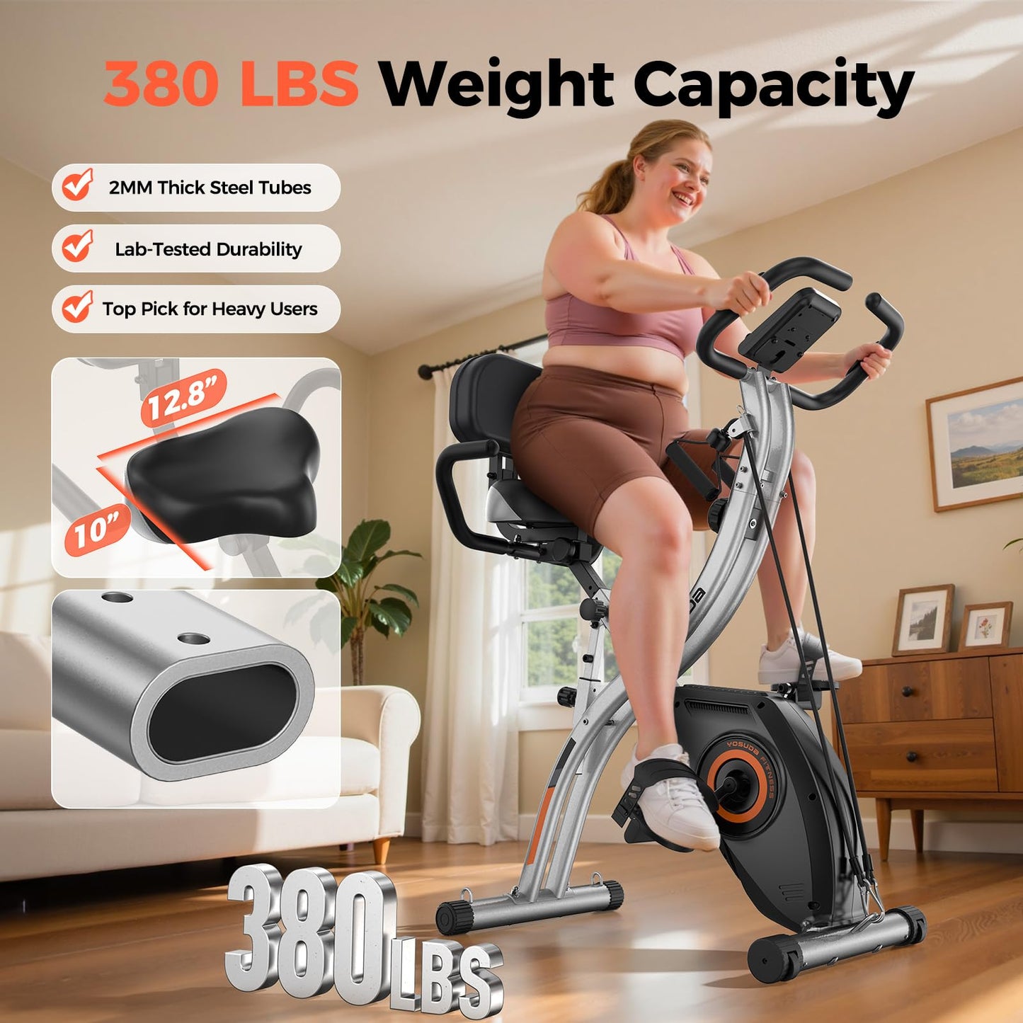 YOSUDA Folding Exercise Bike - Foldable Stationary Bike for Home Gym Workout