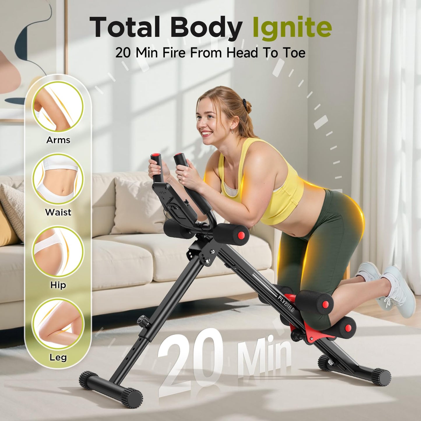 FLYBIRD Adjustable Ab Workout Equipment, Full Body Strength Training