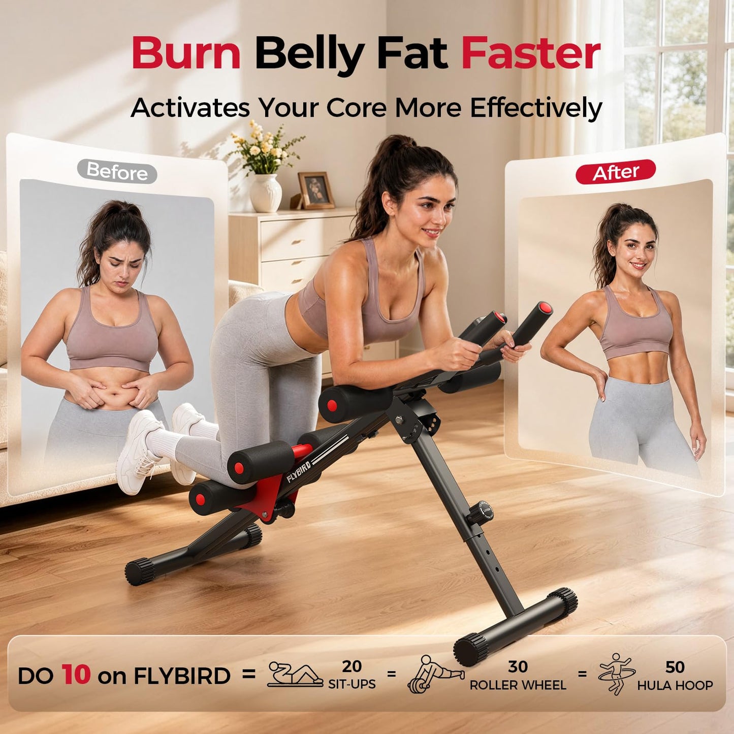 FLYBIRD Adjustable Ab Workout Equipment, Full Body Strength Training