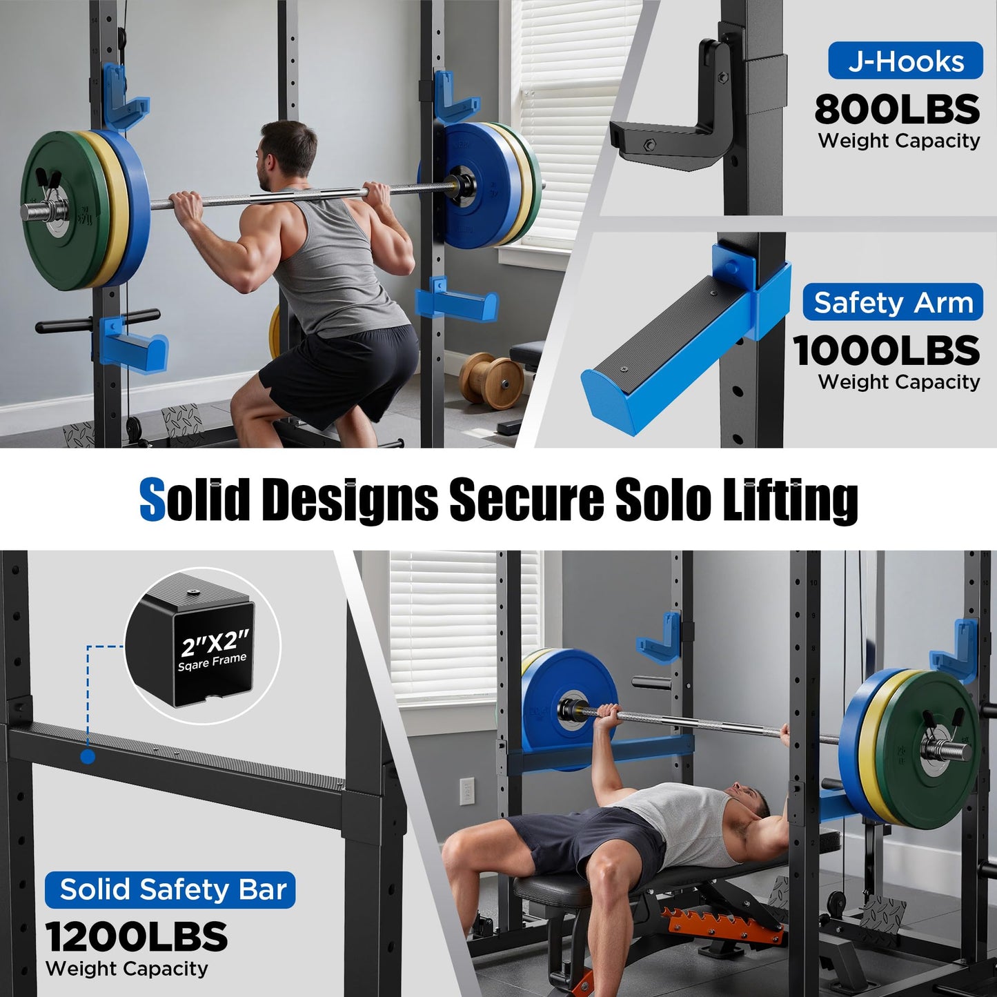 FED Fitness Power Cage,1600lbs Multi-Function Power Rack with Adjustable Cable Crossover System and More Training Attachment, Weight Cage for Home Gym