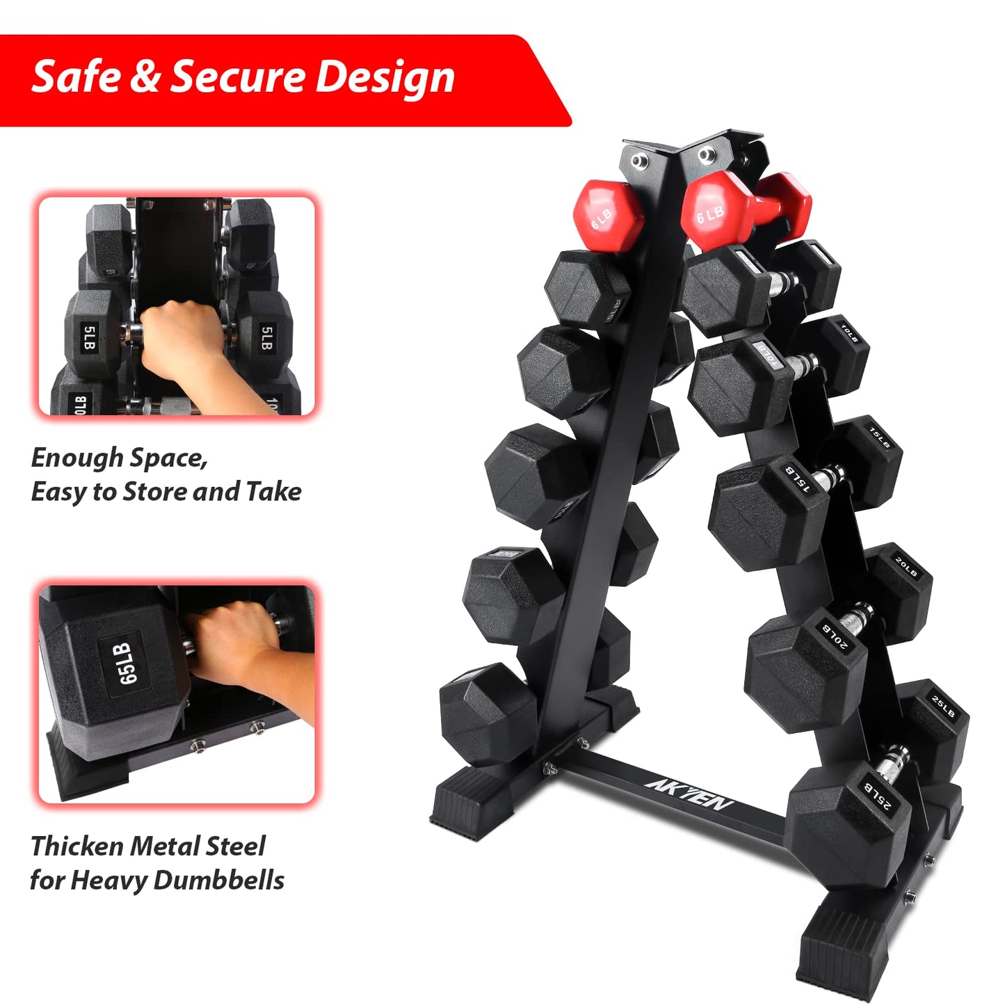 Dumbbell Rack Stand Only, Weight Rack for Dumbbells Compact A-Frame Home Gym Space Saver, 800 LBS Weight Capacity