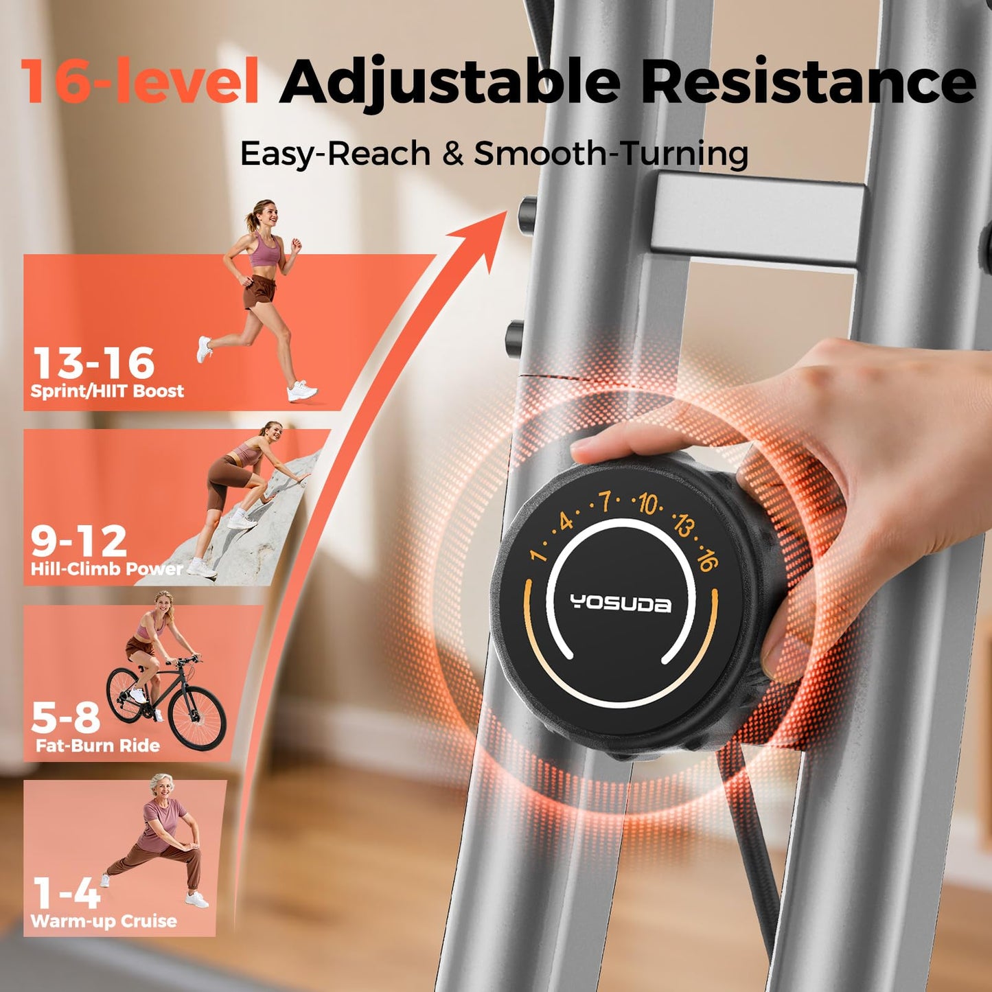 YOSUDA Folding Exercise Bike - Foldable Stationary Bike for Home Gym Workout