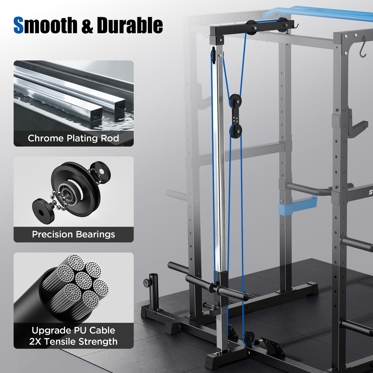 FED Fitness Power Cage,1600lbs Multi-Function Power Rack with Adjustable Cable Crossover System and More Training Attachment, Weight Cage for Home Gym