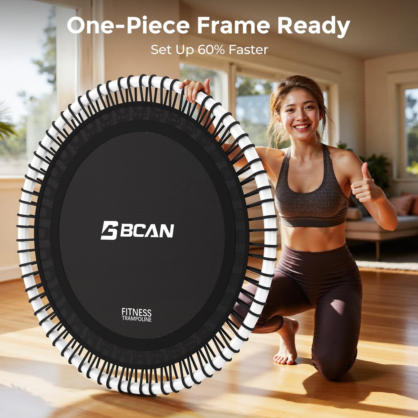 BCAN 40" Soft Land Pro Fitness Rebounder Trampoline, Adjustable Tension Bungees