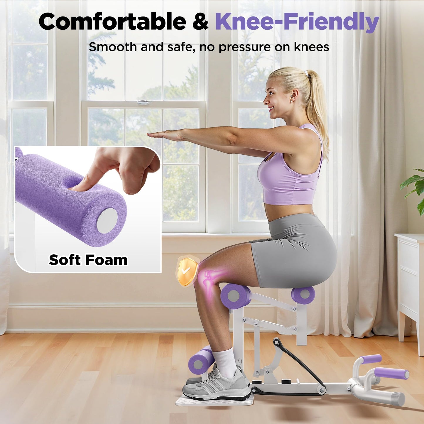 FEIERDUN Deep Squat Exercise Machine, Home Gym Core and Leg Workout Equipment for Women