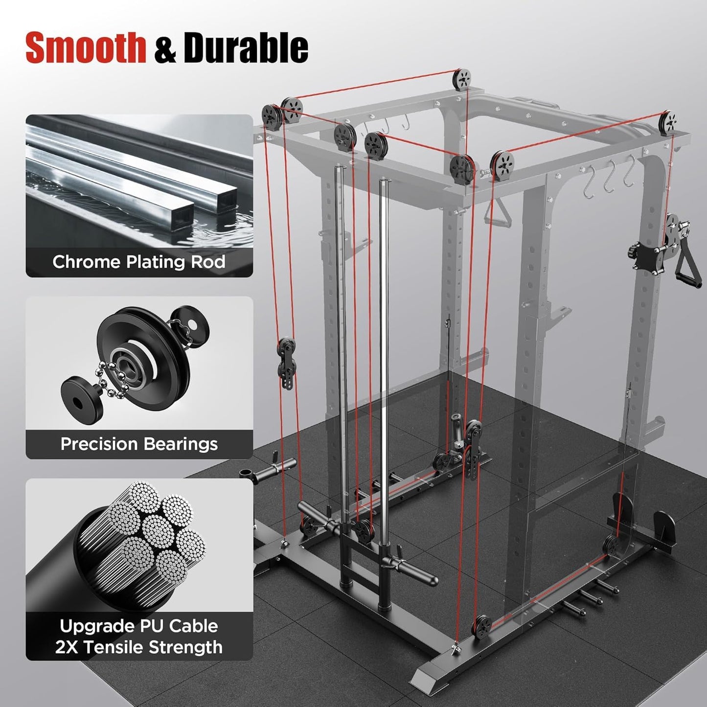 Sportsroyals Power Cage,1600lbs Multi-Function Power Rack with Adjustable Cable Crossover System, Weight Cage for Home Gym