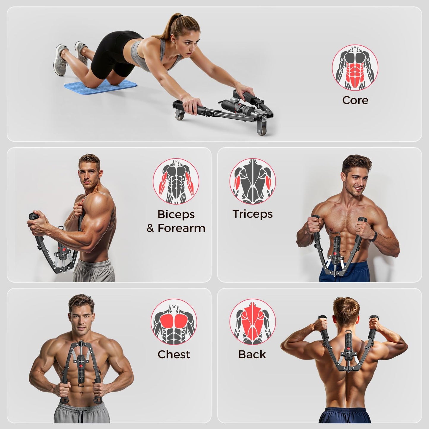 2-in-1 Twister Arm Trainer with Ab Roller Wheel