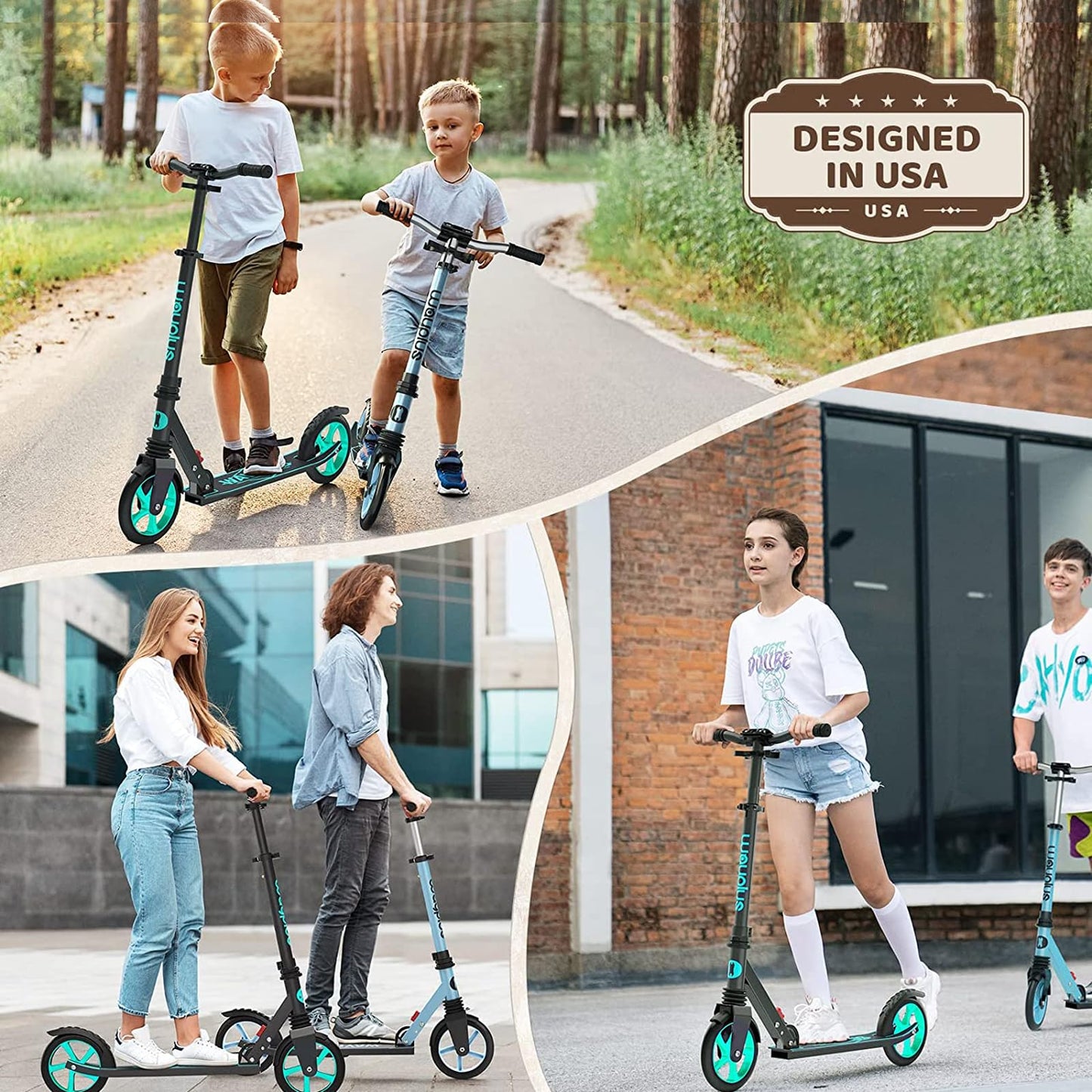 WAYPLUS Kick Scooter for Ages 6+,Kid, Teens & Adults. Max Load 240 LBS. Foldable, Lightweight, 8IN Big Wheels for Kids, Teen and Adults, 4 Adjustable Levels. Bearing ABEC9