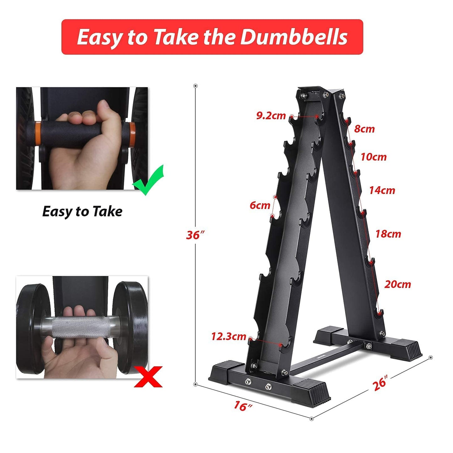 Dumbbell Rack Stand Only, Weight Rack for Dumbbells Compact A-Frame Home Gym Space Saver, 800 LBS Weight Capacity