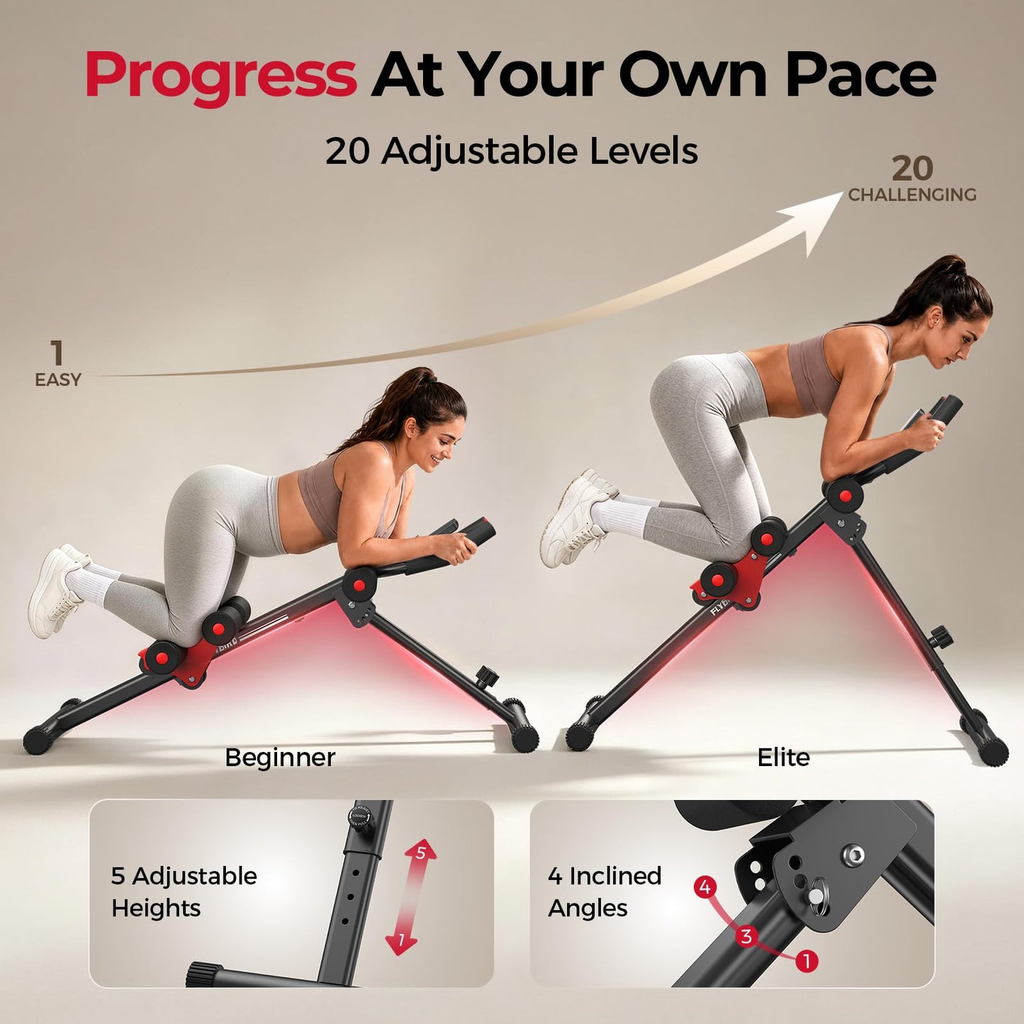 FLYBIRD Adjustable Ab Workout Equipment, Full Body Strength Training
