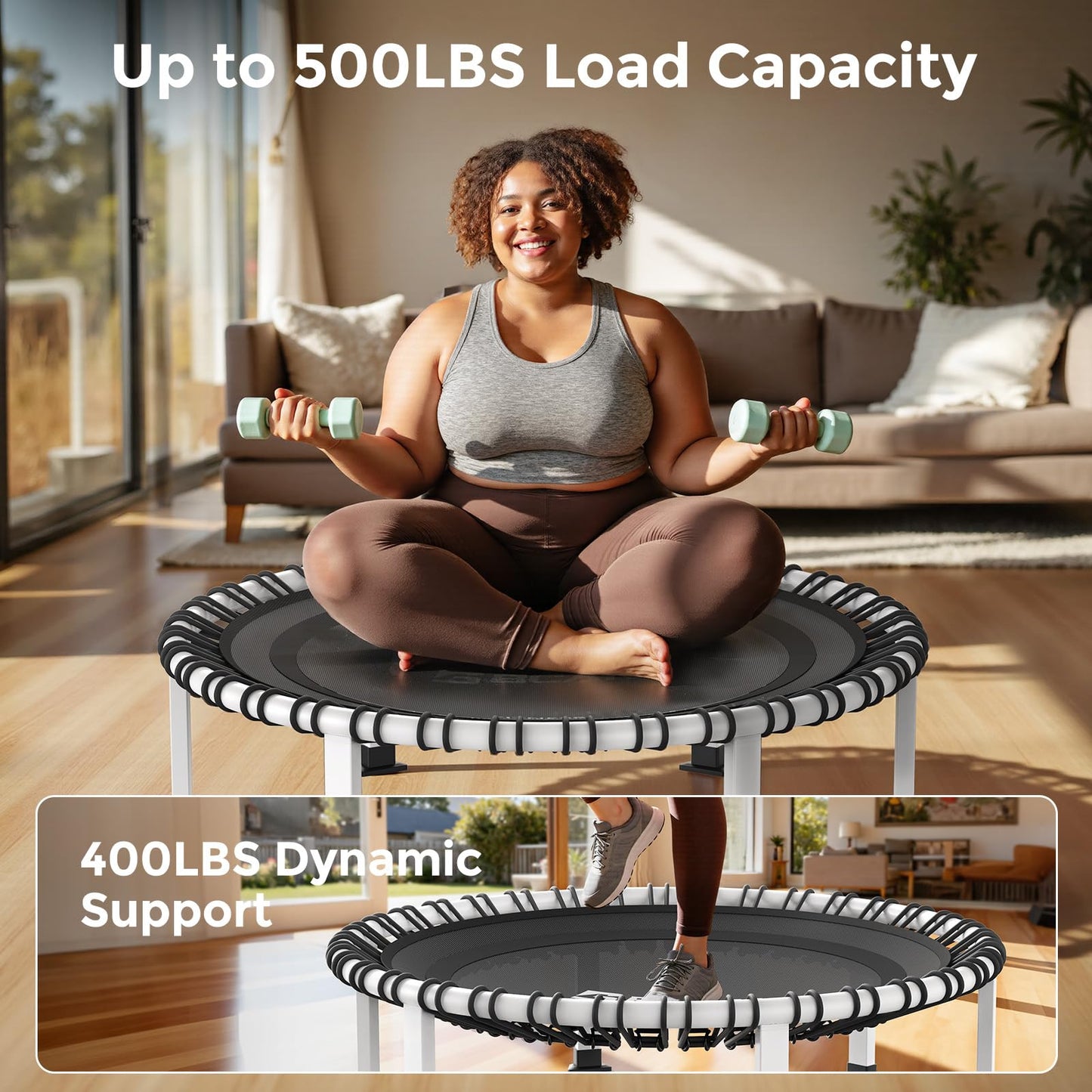 BCAN 40" Soft Land Pro Fitness Rebounder Trampoline, Adjustable Tension Bungees