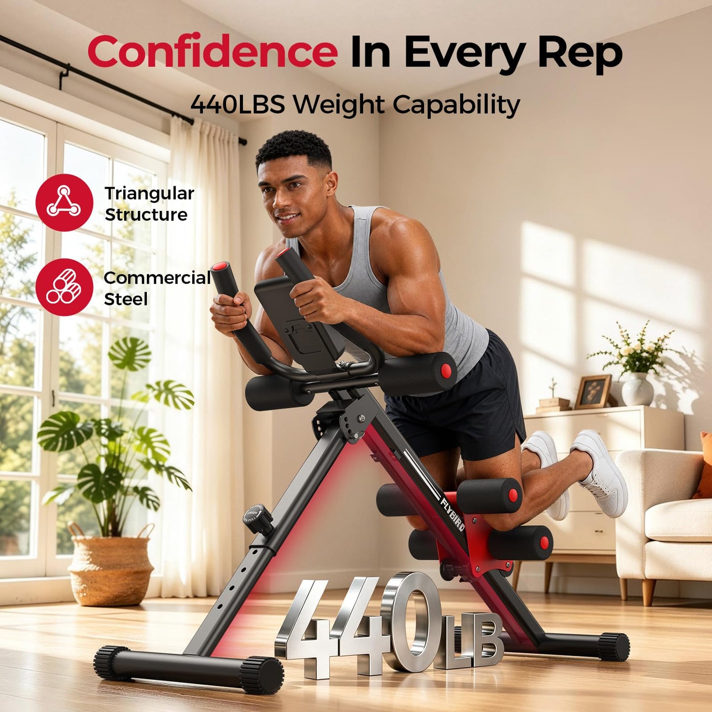 FLYBIRD Adjustable Ab Workout Equipment, Full Body Strength Training