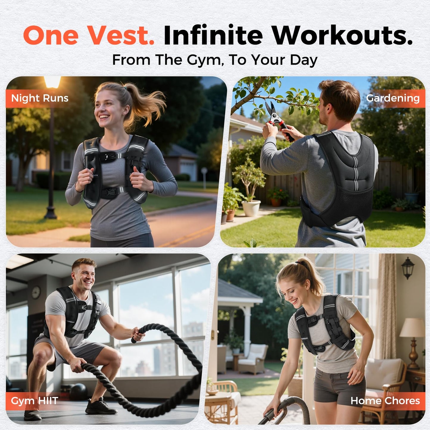 FEIERDUN 3-IN-1 Weighted Vest Woman Man with Hydration, 20lb/12lb/8lb Chest-friendly Adjustable Weight Vest for Walking Running Workout