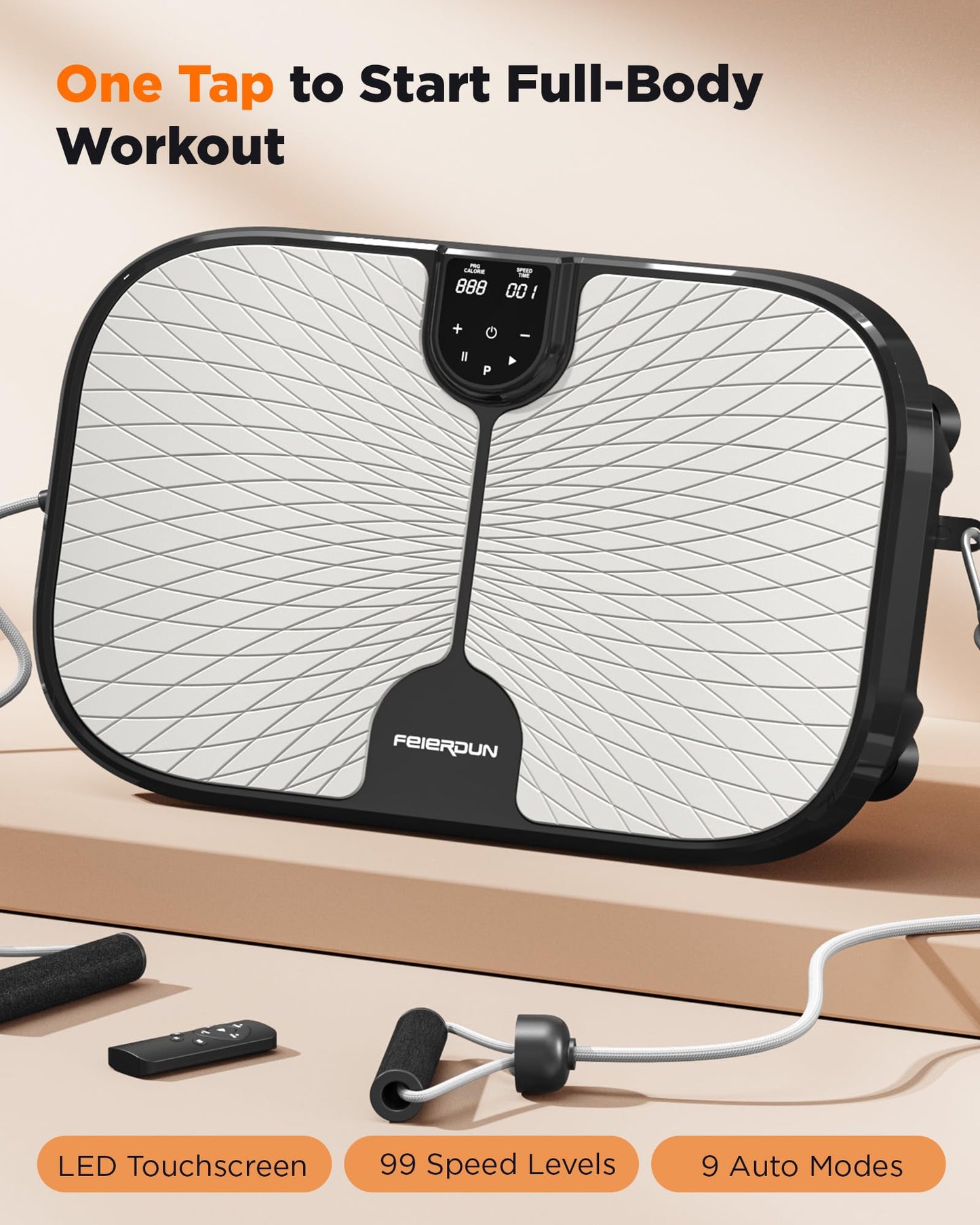 FEIERDUN Vibration Plate Exercise Machine, 400 LBS Capacity Vibration Plate for Lymphatic Drainage, Max Space for Whole-Body Workout & Relaxation at Home