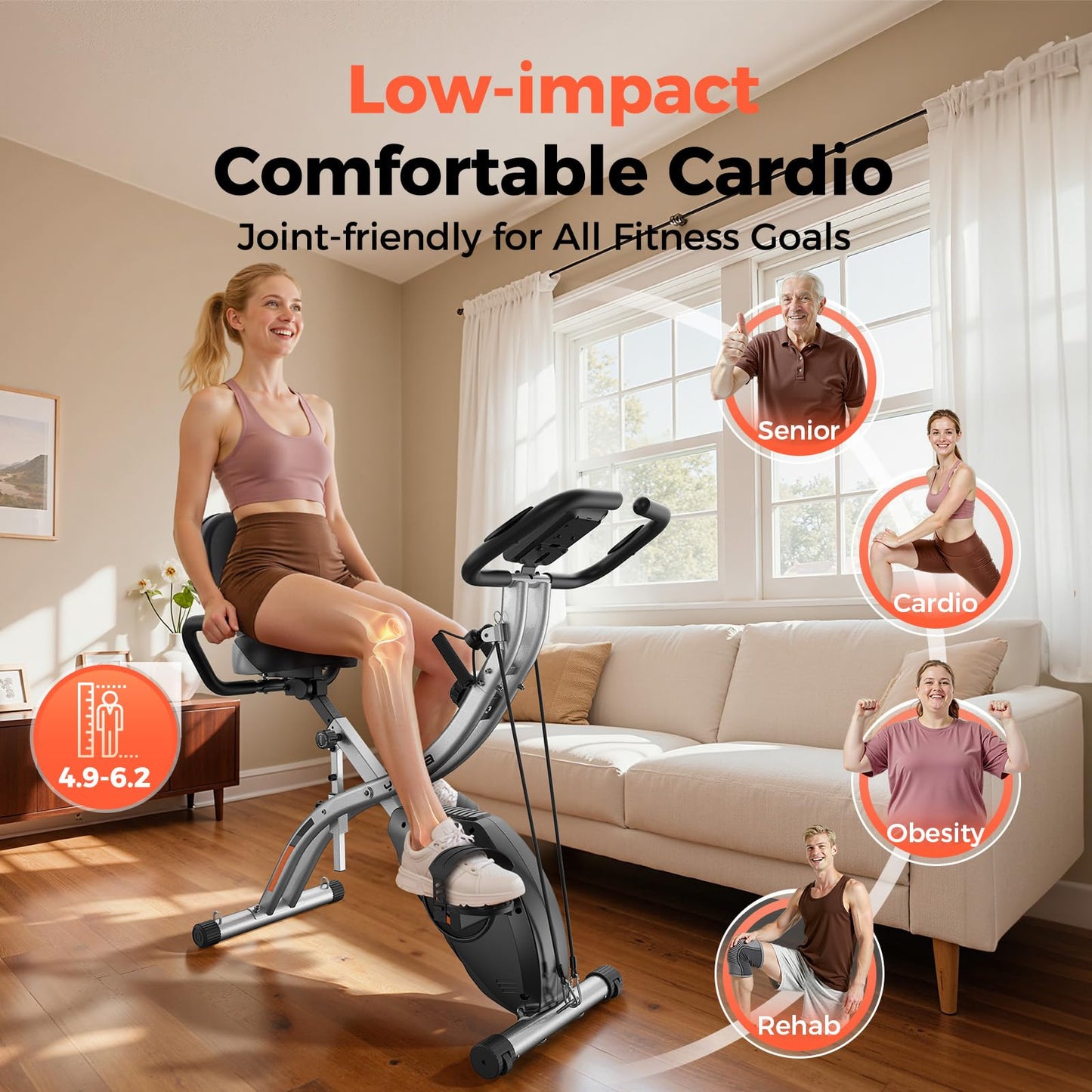 YOSUDA Folding Exercise Bike - Foldable Stationary Bike for Home Gym Workout