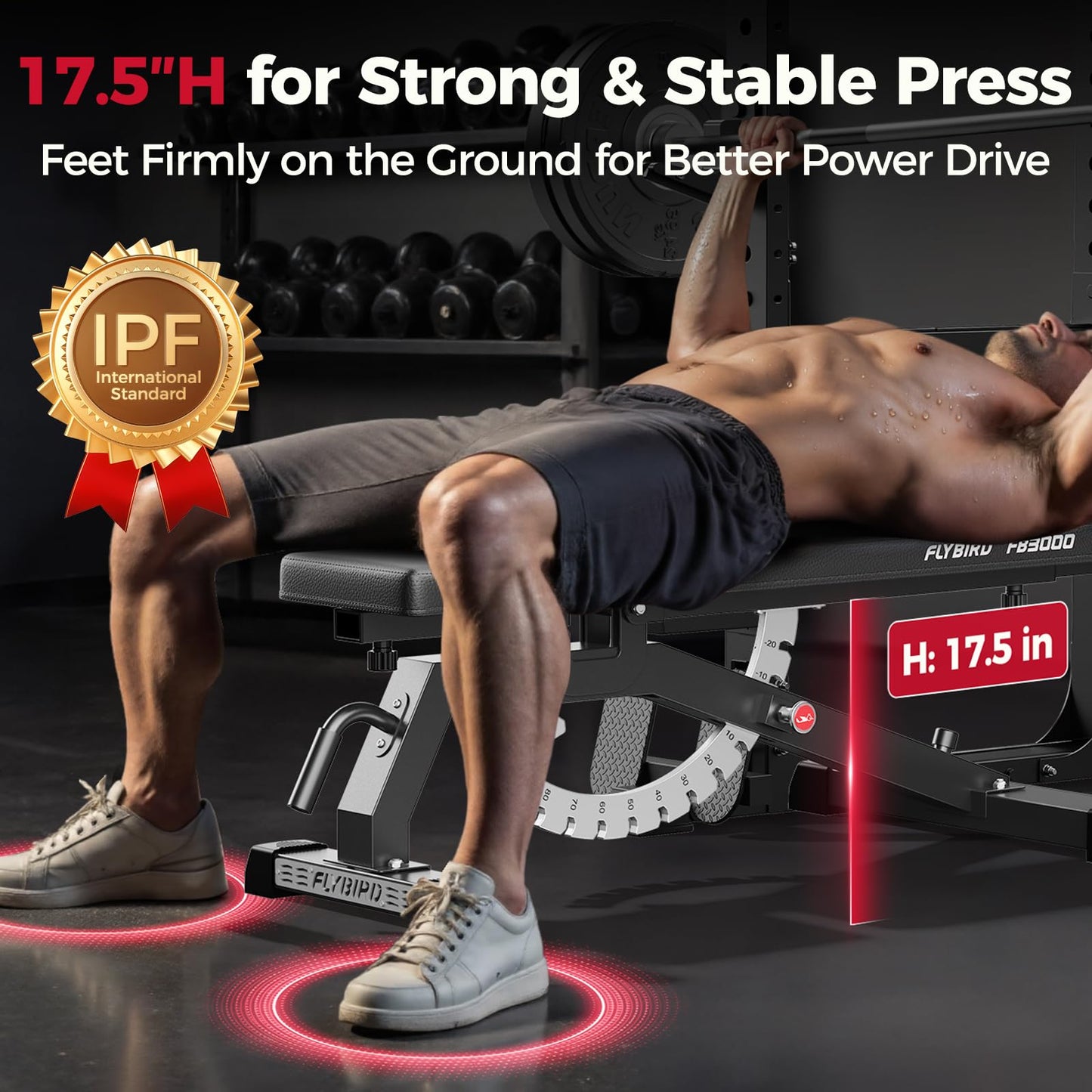 FLYBIRD Adjustable Weight Bench, 1200LBS Foldable Strength Training Bench