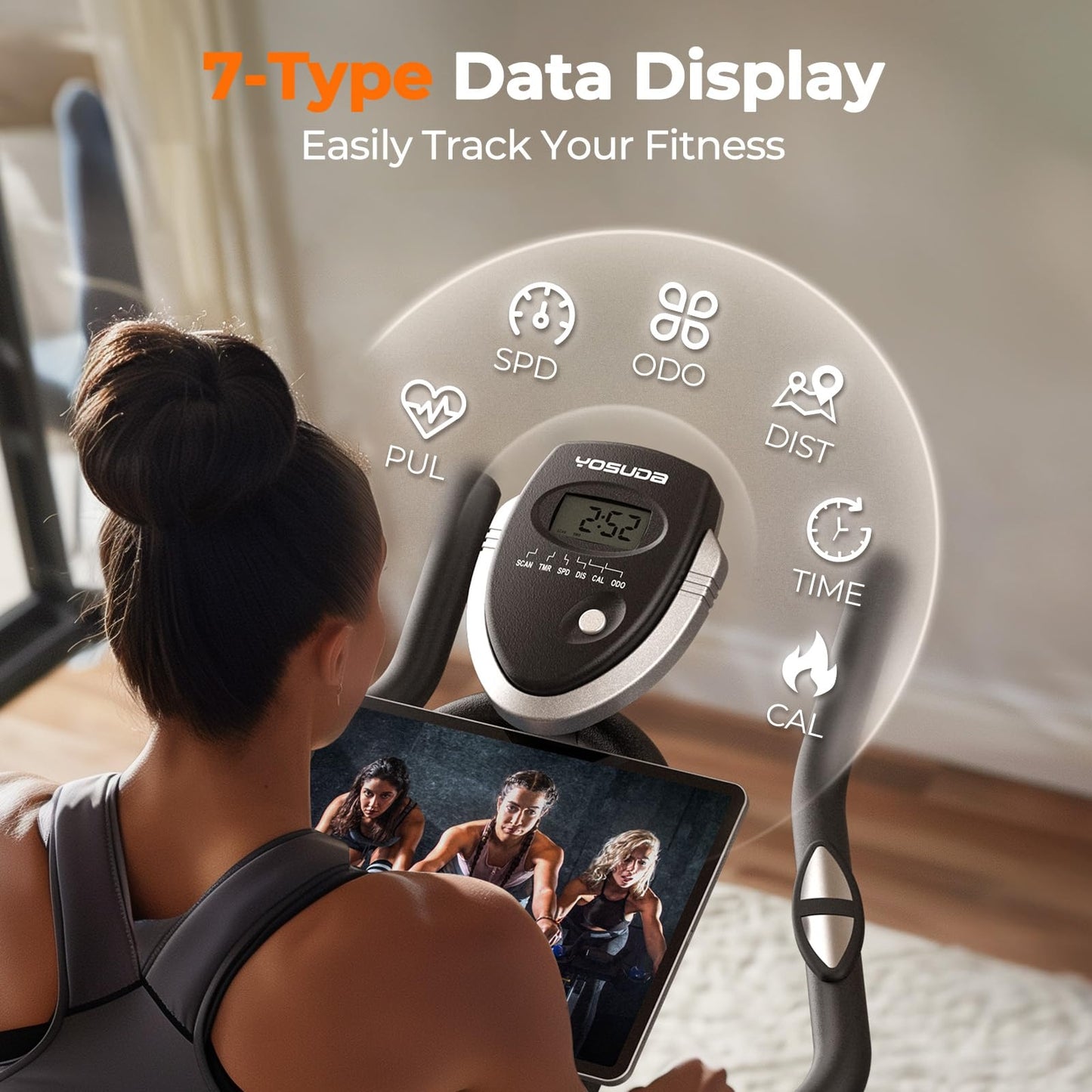 YOSUDA Exercise Bike, Quiet Indoor Cycling Bike with App, Tablet Holder and Fitness Courses for Home Weight Loss, 300 lbs Capacity