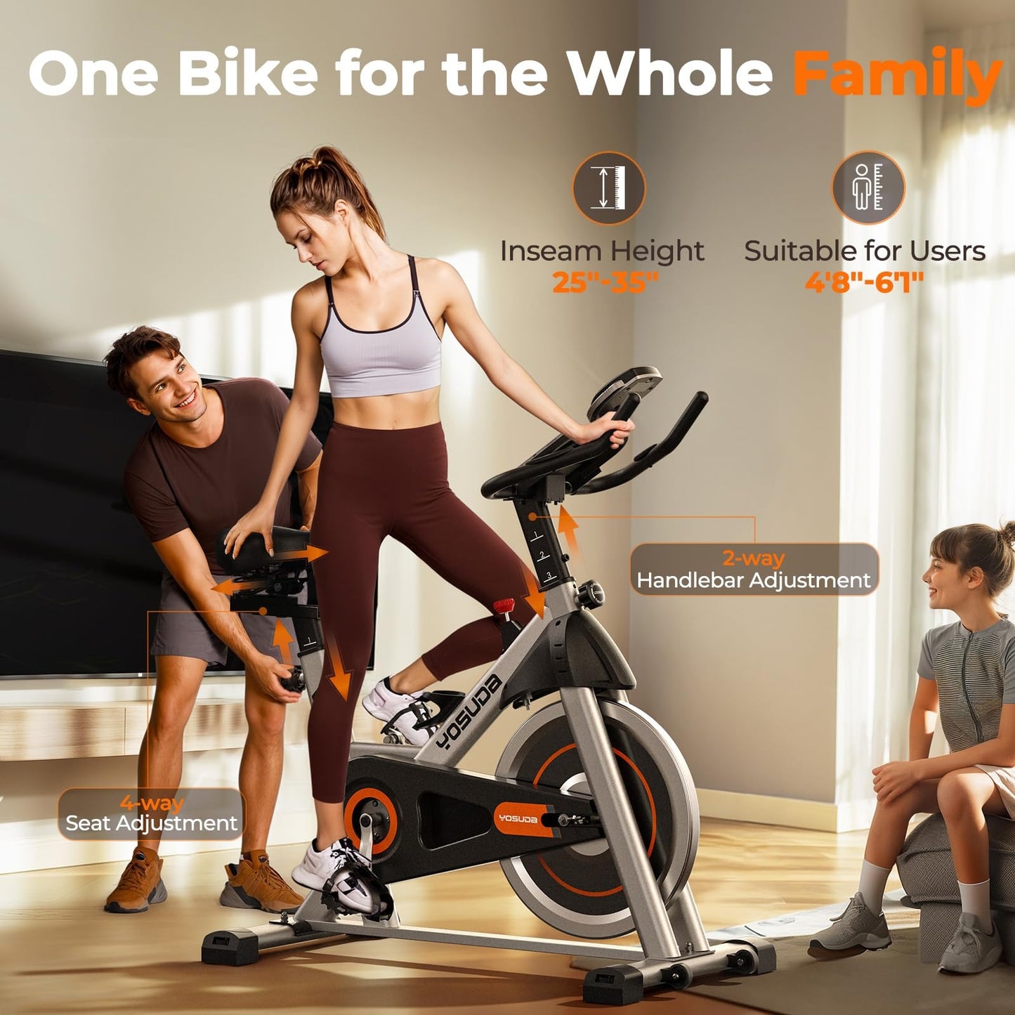 YOSUDA Exercise Bike, Quiet Indoor Cycling Bike with App, Tablet Holder and Fitness Courses for Home Weight Loss, 300 lbs Capacity