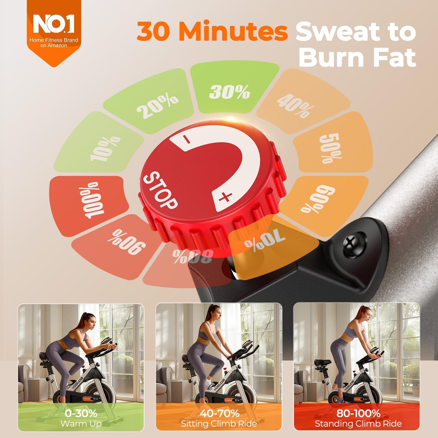 YOSUDA Exercise Bike, Quiet Indoor Cycling Bike with App, Tablet Holder and Fitness Courses for Home Weight Loss, 300 lbs Capacity