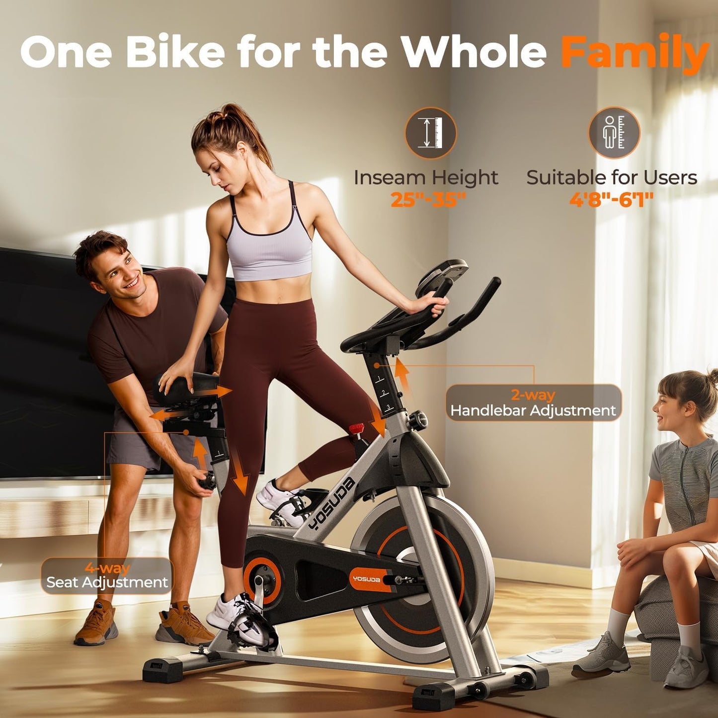 YOSUDA Magnetic Indoor Cycling Bike, 300 lb Capacity, Low Noise, Exclusive App & Fitness Courses, Tablet Holder, Home Stationary Bike for Weight Loss