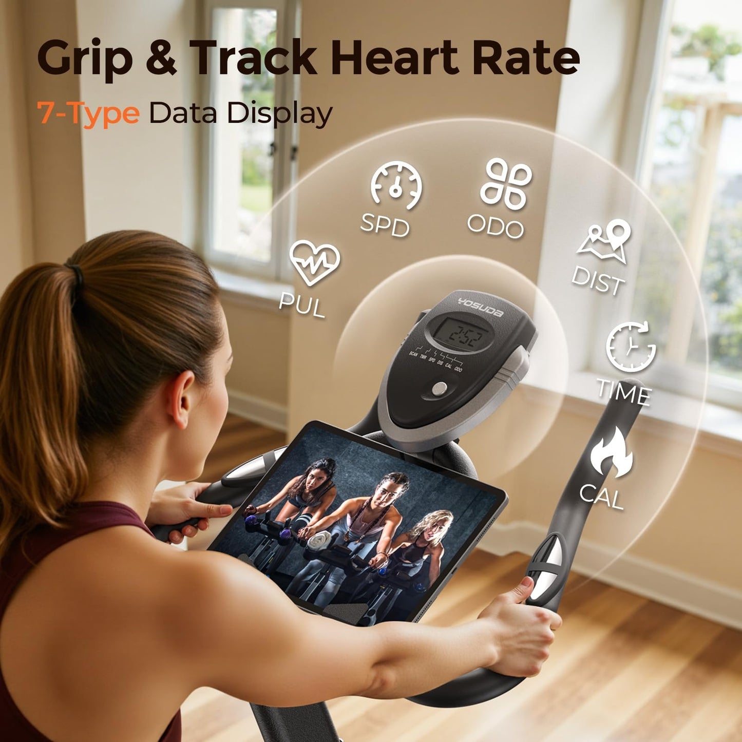 YOSUDA Magnetic Indoor Cycling Bike, 300 lb Capacity, Low Noise, Exclusive App & Fitness Courses, Tablet Holder, Home Stationary Bike for Weight Loss