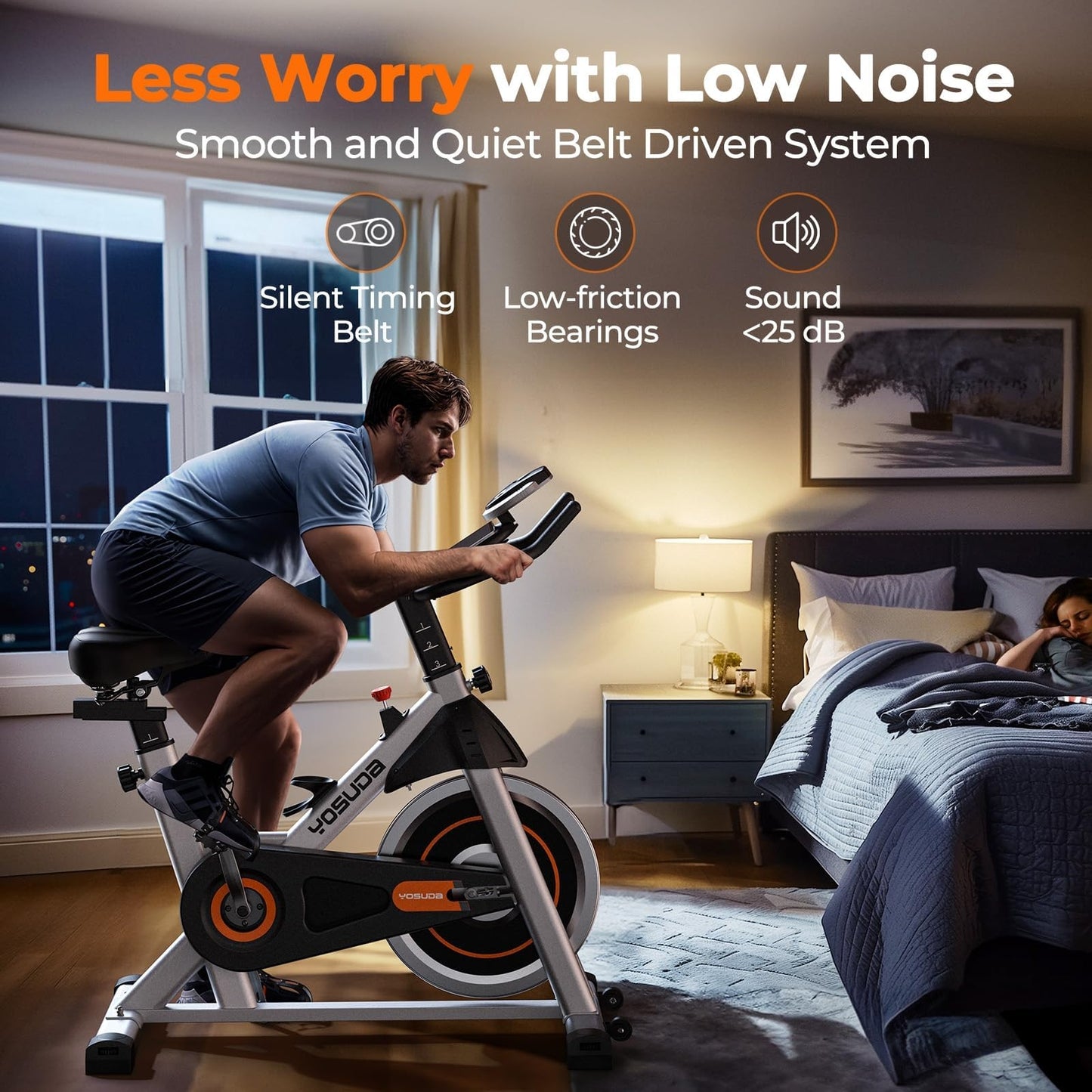 YOSUDA Magnetic Indoor Cycling Bike, 300 lb Capacity, Low Noise, Exclusive App & Fitness Courses, Tablet Holder, Home Stationary Bike for Weight Loss