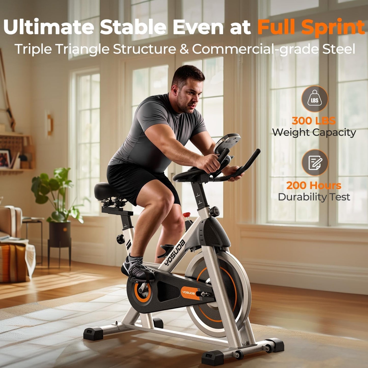 YOSUDA Magnetic Indoor Cycling Bike, 300 lb Capacity, Low Noise, Exclusive App & Fitness Courses, Tablet Holder, Home Stationary Bike for Weight Loss