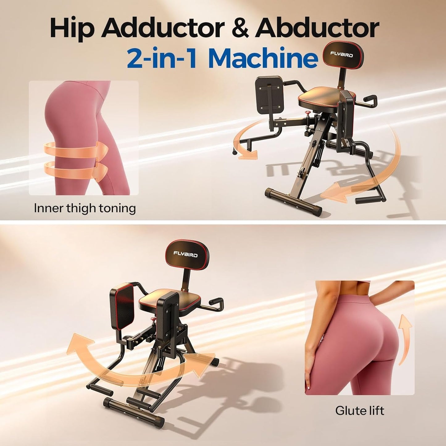 FED FITNESS 2-in-1 Hip Adductor & Abductor Machine, 6 Adjustable Resistance Bands, Dual Foot Bar, Home Gym for Glute & Inner Thigh.