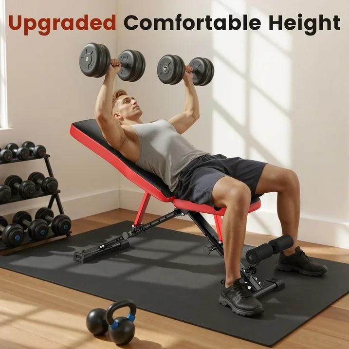 FLYBIRD Collapsible Exercise Folding Adjustable Weight Bench, Strength Training Workout Bench up to 6.2' , 880lbs Weight Capacity