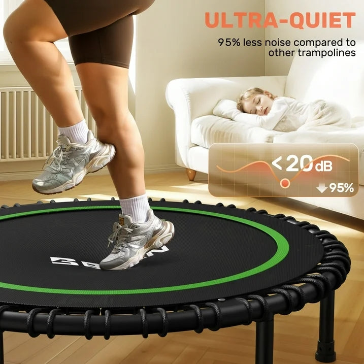 BCAN 450/550LBS Mini Rebounder Trampoline for Adults with Bar, Fitness Trampoline with Bungees, Adjustable Handle, Stable & Quiet, Indoor Outdoor, Whole-Body Workout & Relaxation at Home-40IN/48IN (Copy)
