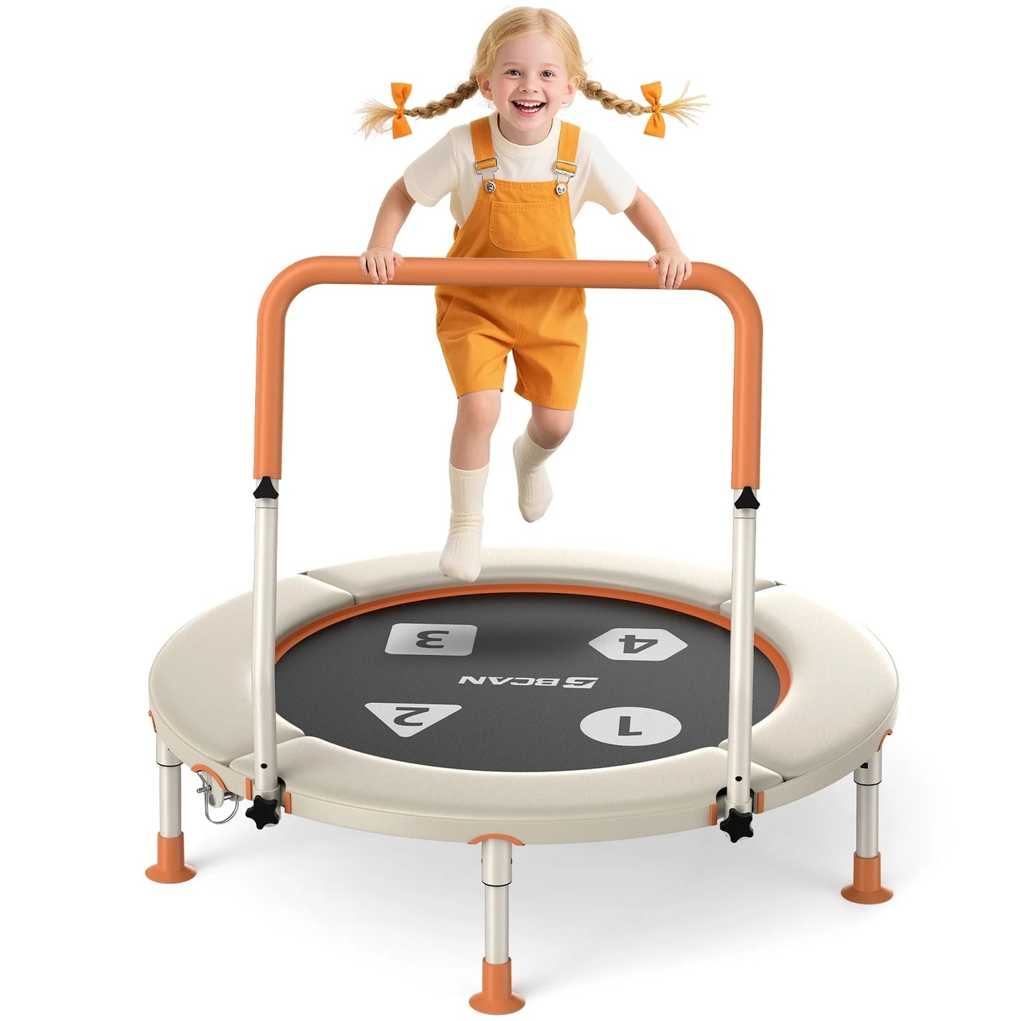 BCAN 36inch Mini Toddler Trampoline for Kids Ages 1-6 Indoor Outdoor Folding Small Rebounder Trampoline with Foam Handle Safety Padded Cover
