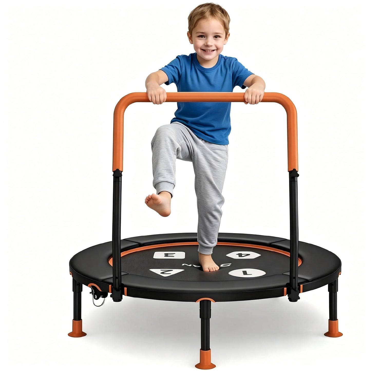 BCAN 36inch Mini Toddler Trampoline for Kids Ages 1-6 Indoor Outdoor Folding Small Rebounder Trampoline with Foam Handle Safety Padded Cover