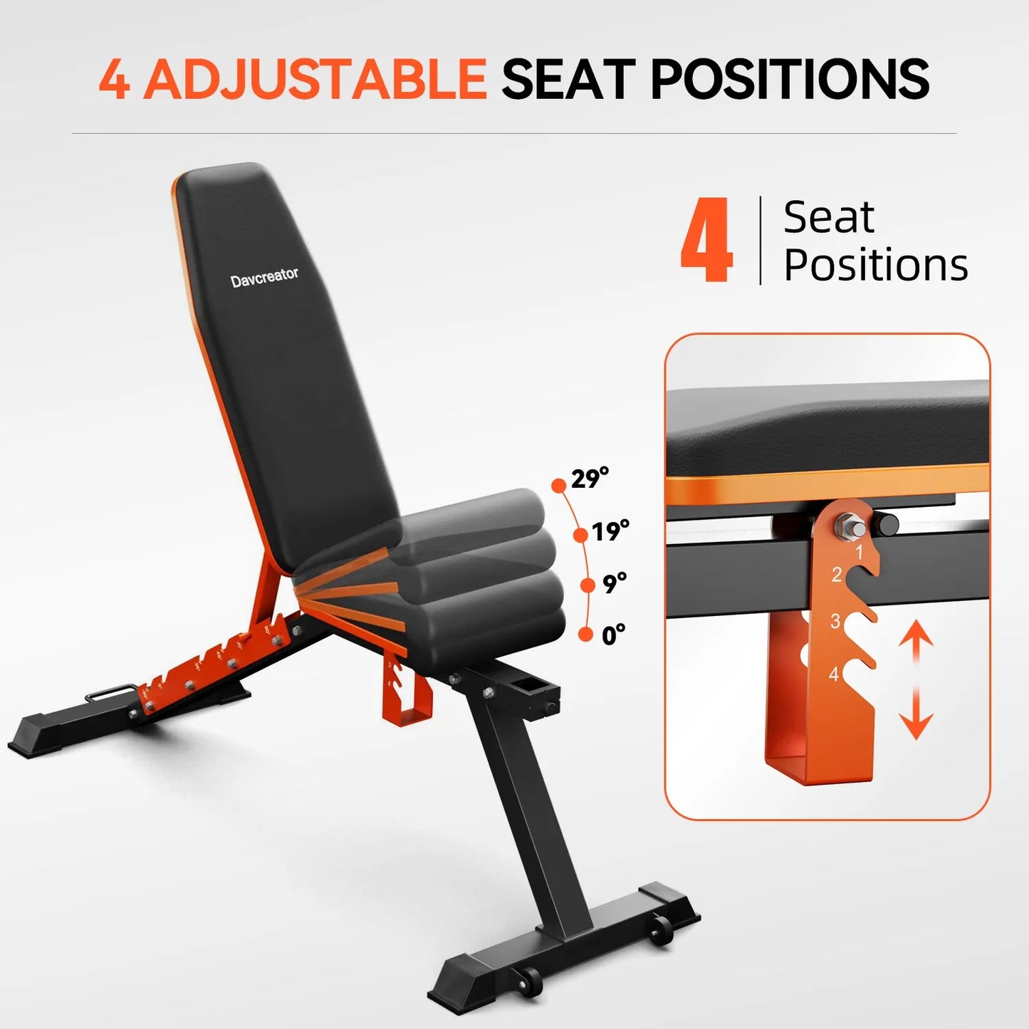 FED FITNESS Adjustable Preacher Curl & Leg Extension Bench – 6 Back Angles,4 Seat Angles,Home Gym