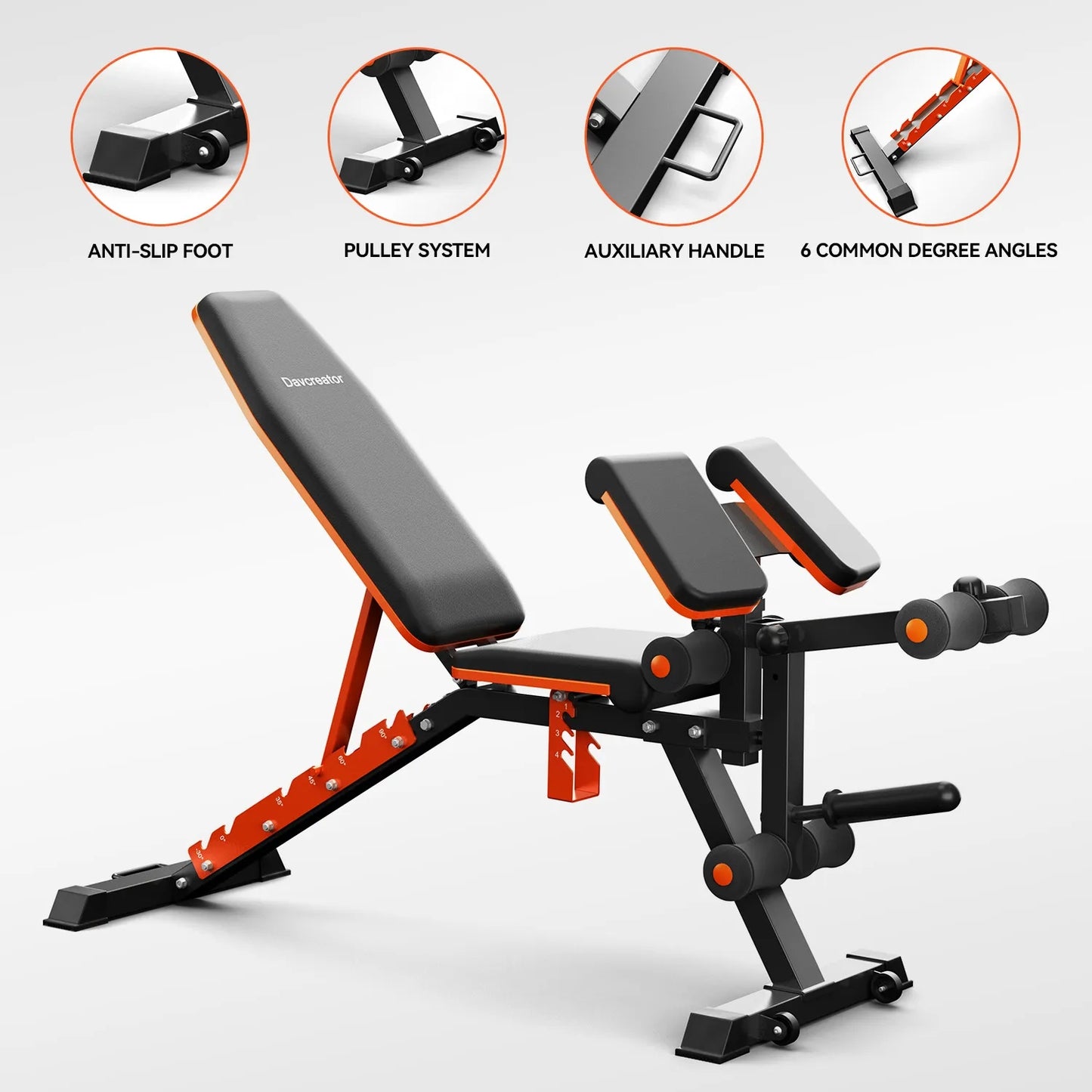 FED FITNESS Adjustable Preacher Curl & Leg Extension Bench – 6 Back Angles,4 Seat Angles,Home Gym