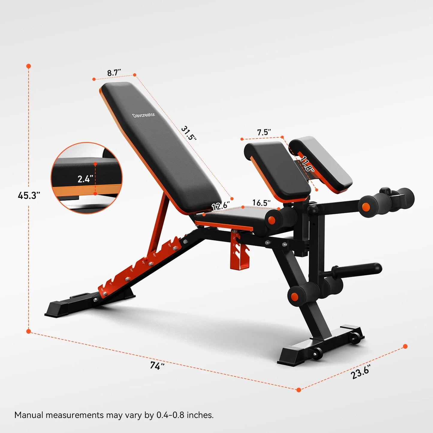 FED FITNESS Adjustable Preacher Curl & Leg Extension Bench – 6 Back Angles,4 Seat Angles,Home Gym