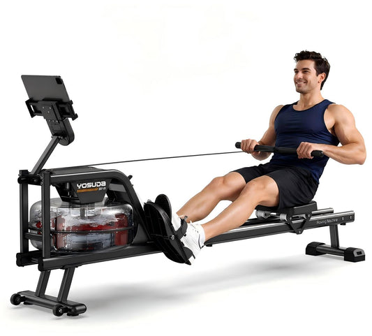 YOSUDA Home Water Rower Machine, 350 lbs Max Weight, with LCD Display