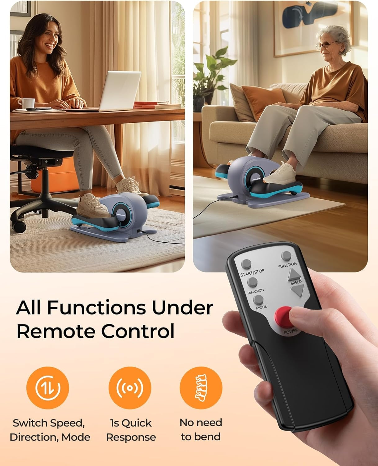 YOSUDA Under Desk Elliptical Electric, Elliptical Machine for Seniors,Fully Assembled Seated Pedal Exerciser with Remote Control