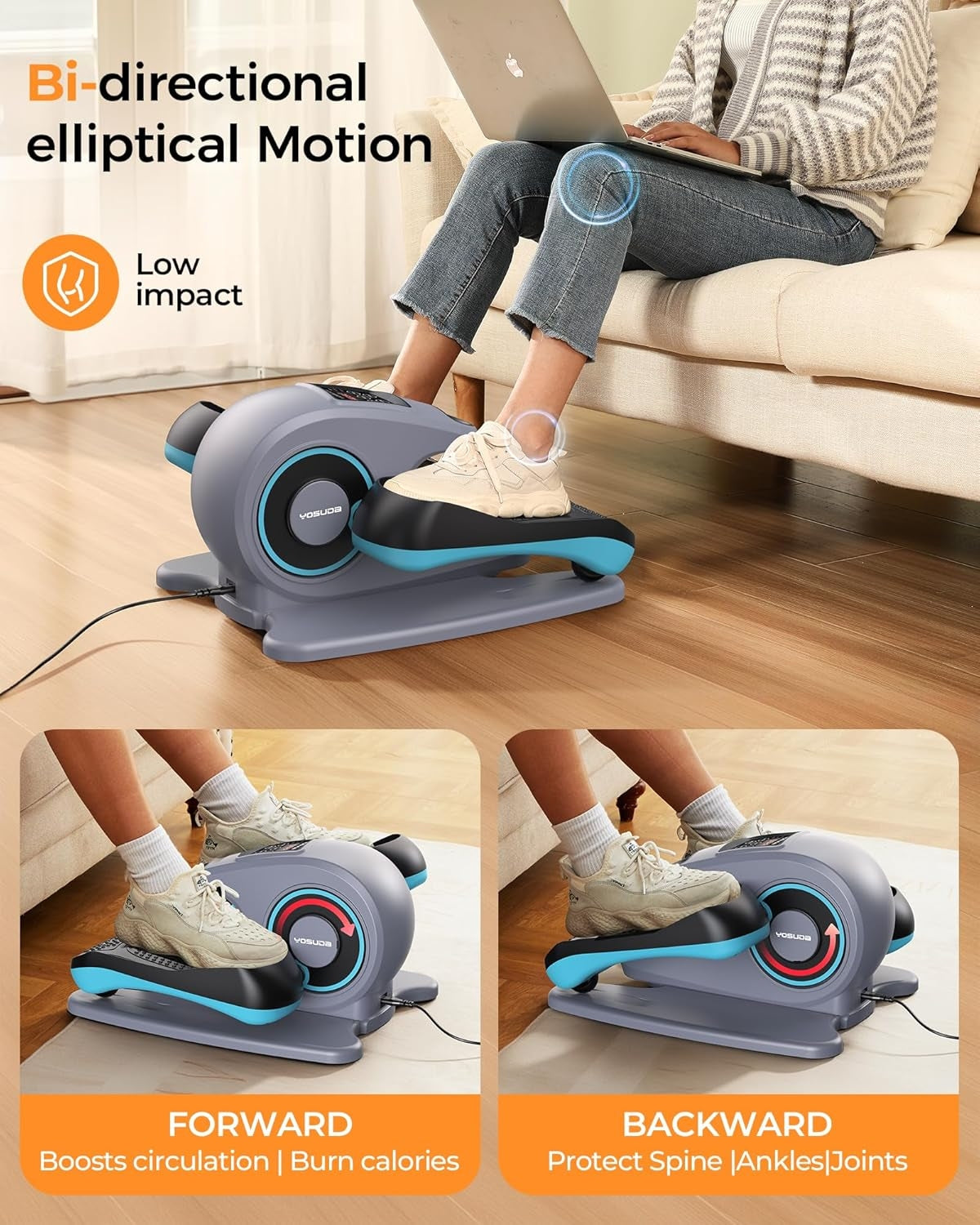 YOSUDA Under Desk Elliptical Electric, Elliptical Machine for Seniors,Fully Assembled Seated Pedal Exerciser with Remote Control